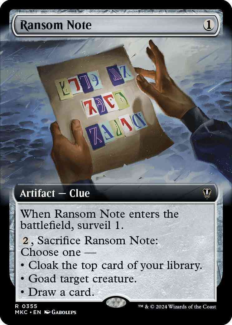 Ransom Note [355] [Extended Art] [Murders at Karlov Manor: Commander] [Non-Foil]