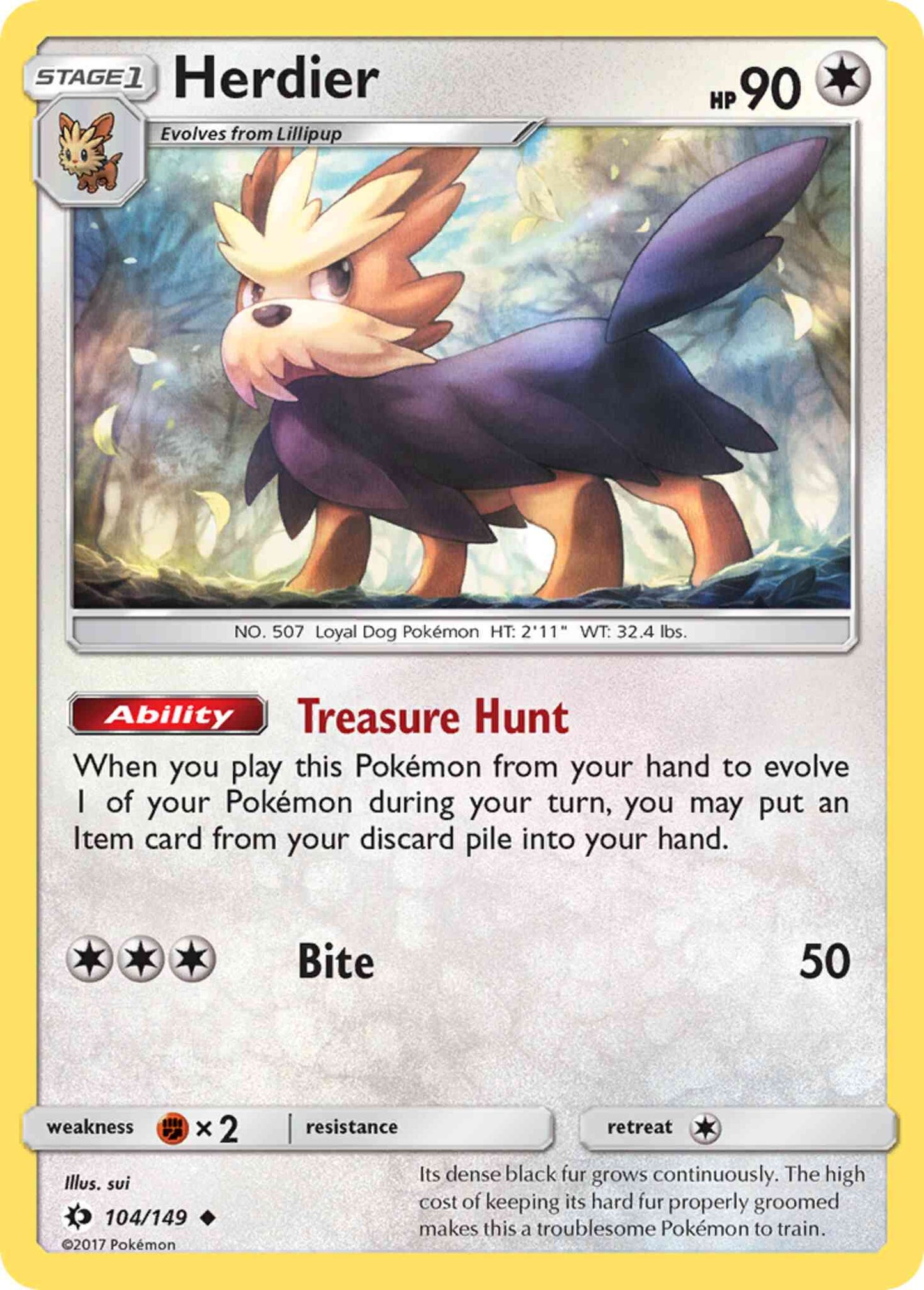 Herdier - 104/149 - Uncommon [sm1-104] [Non-Holo]
