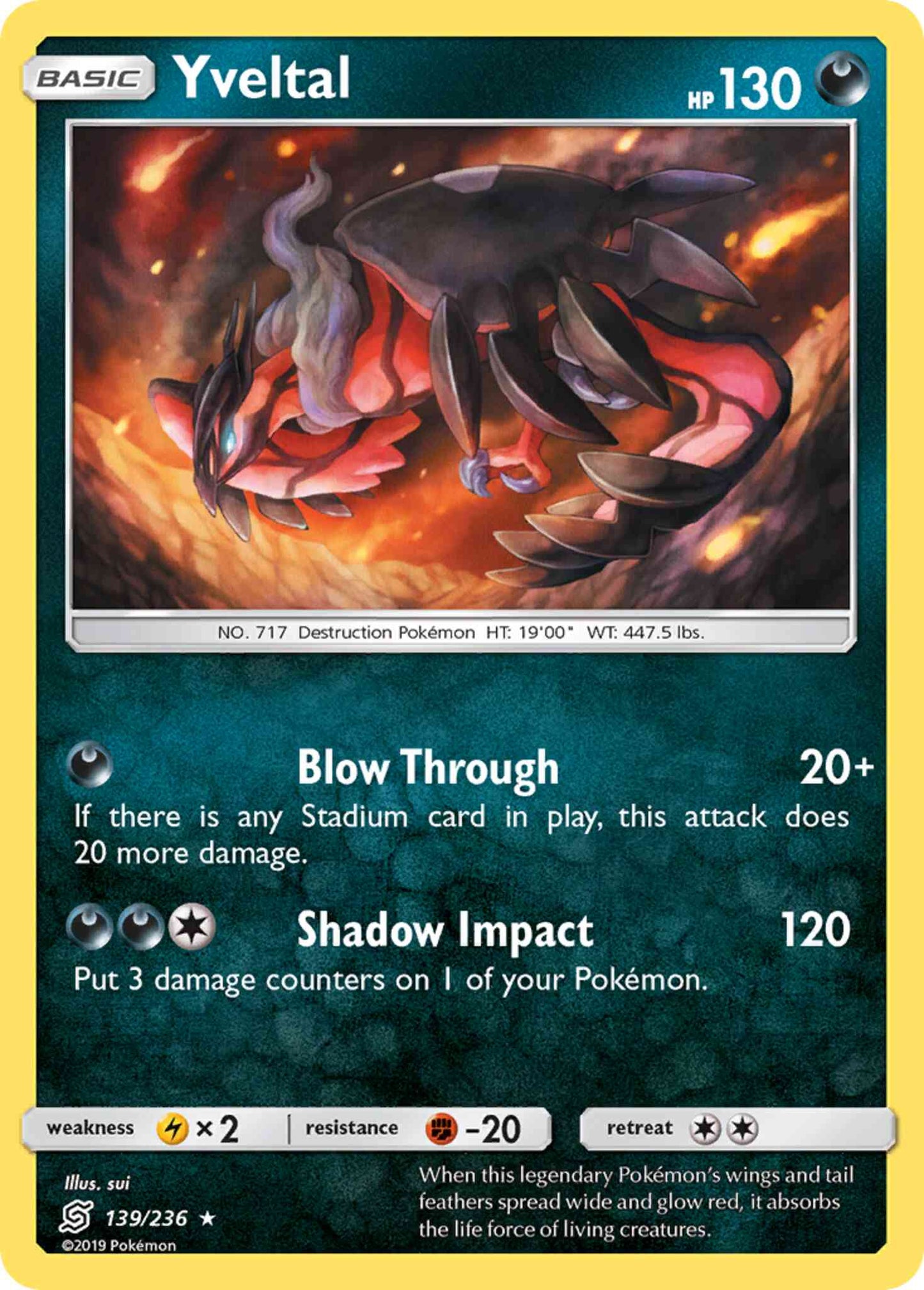 Yveltal - 139/236 - Rare Holo [sm11-139] [Reverse Holo]