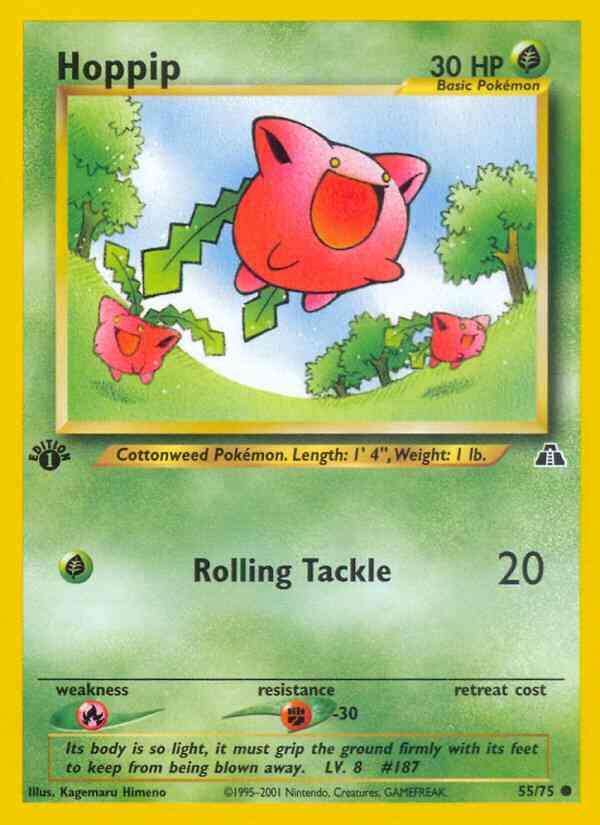 Hoppip - 55/75 - Common - 1st Edition [neo2-55] [Non-Holo]