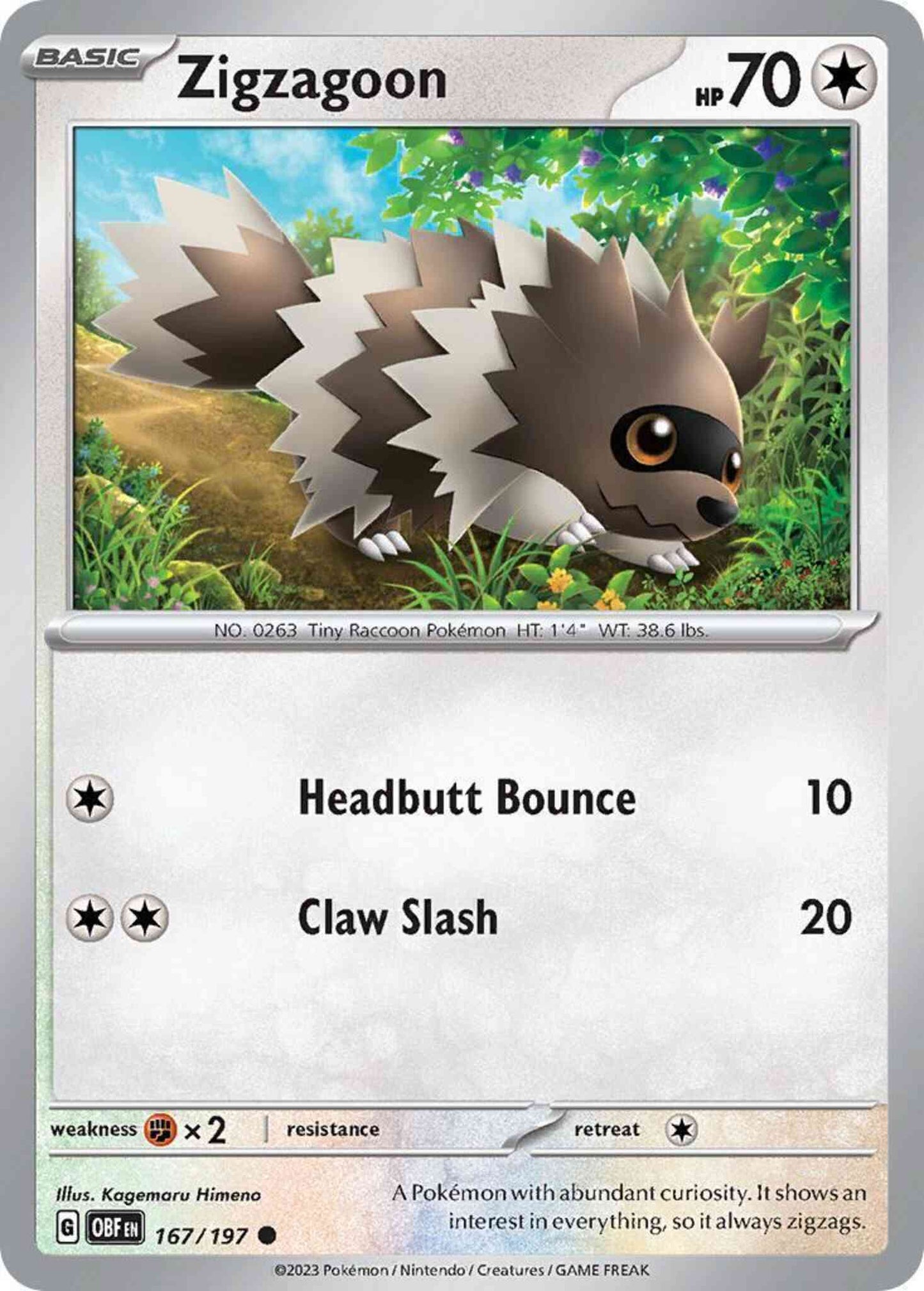 Zigzagoon - 167/197 - Common [sv03-167] [Non-Holo]