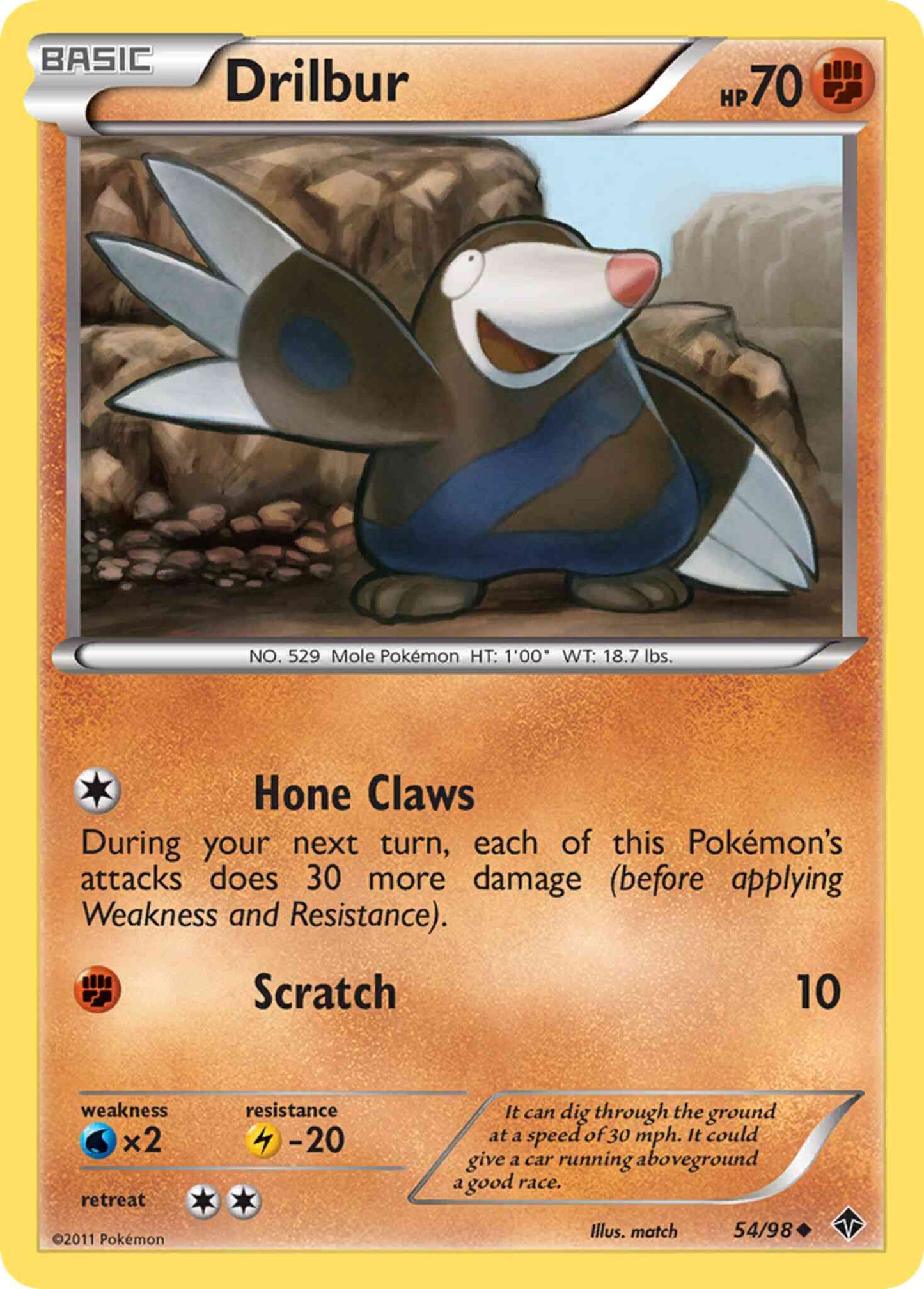 Drilbur - 54/98 - Uncommon [bw2-54] [Reverse Holo]