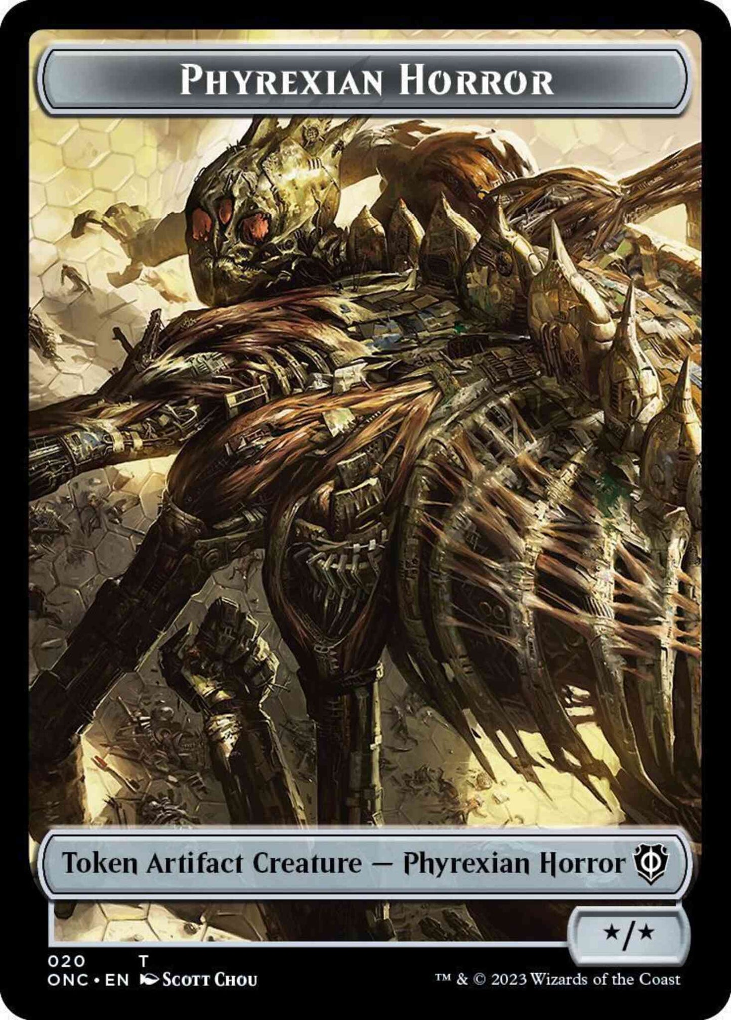 Phyrexian Horror Token (20) // Phyrexian Wurm Token (16) [Phyrexia: All Will Be One: Commander: Tokens] [Non-Foil]