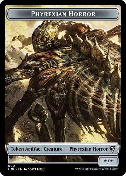 Phyrexian Horror Token (20) // Phyrexian Wurm Token (16) [Phyrexia: All Will Be One: Commander: Tokens] [Non-Foil]