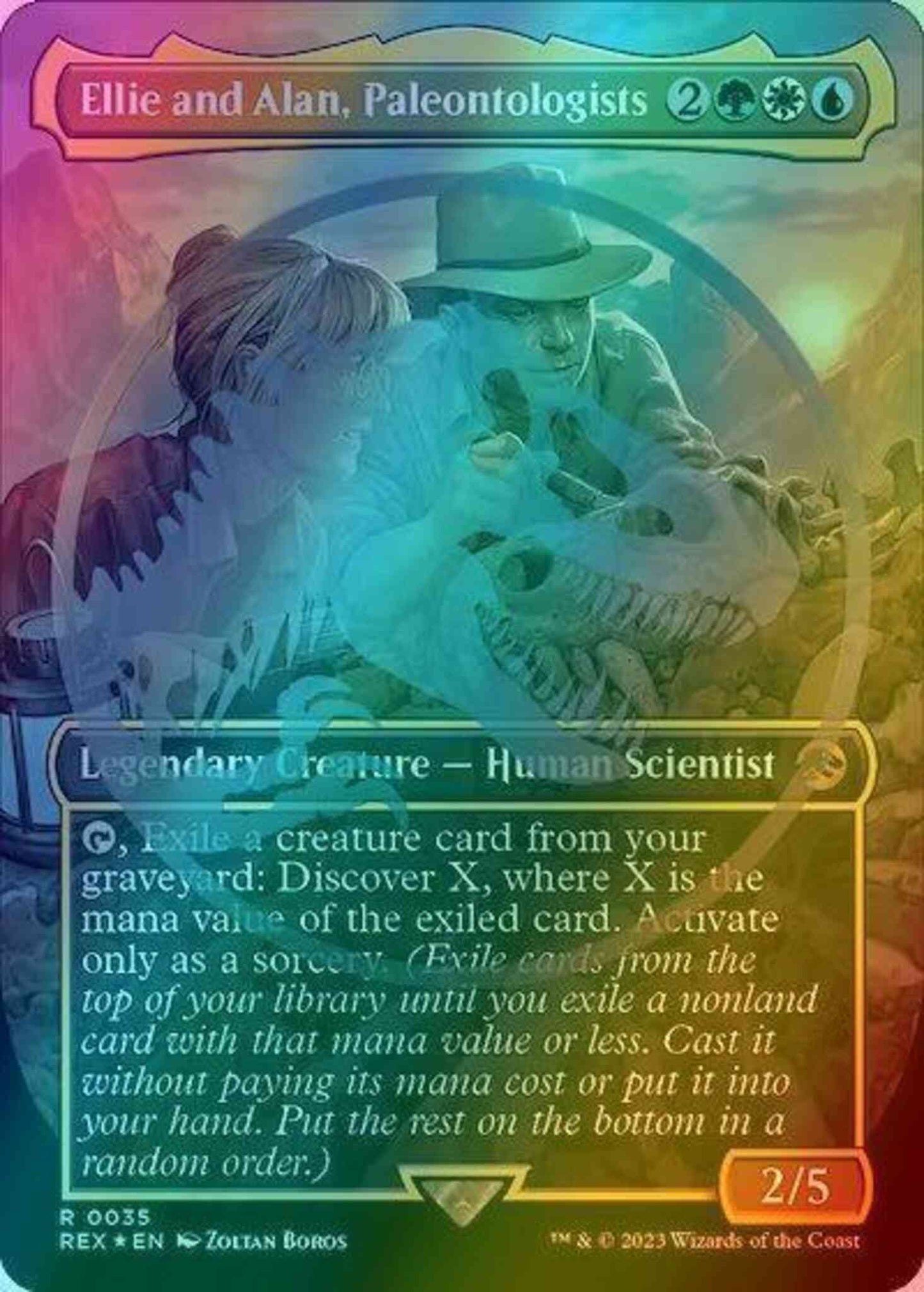 Ellie and Alan, Paleontologists [35] [Borderless] [Emblem] [Universes Beyond: Jurassic World Collection] [Foil]