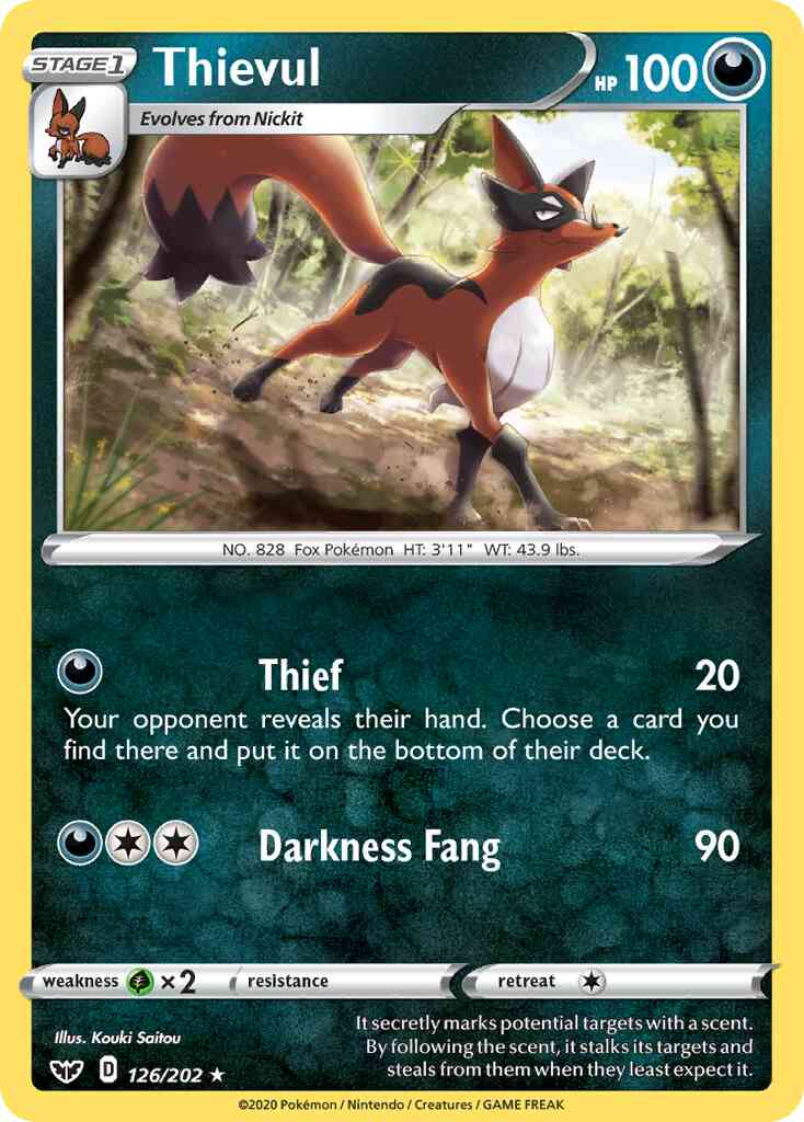 ​Thievul - 126/202 - Rare [swsh1-126] [Reverse Holo]