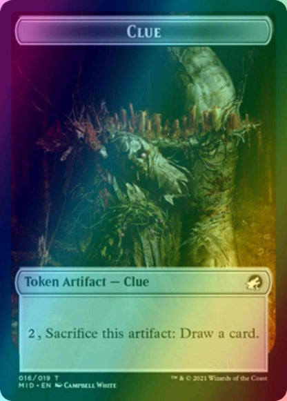 Clue Token (16) // Zombie Token (15) [Innistrad: Midnight Hunt: Tokens] [Foil]