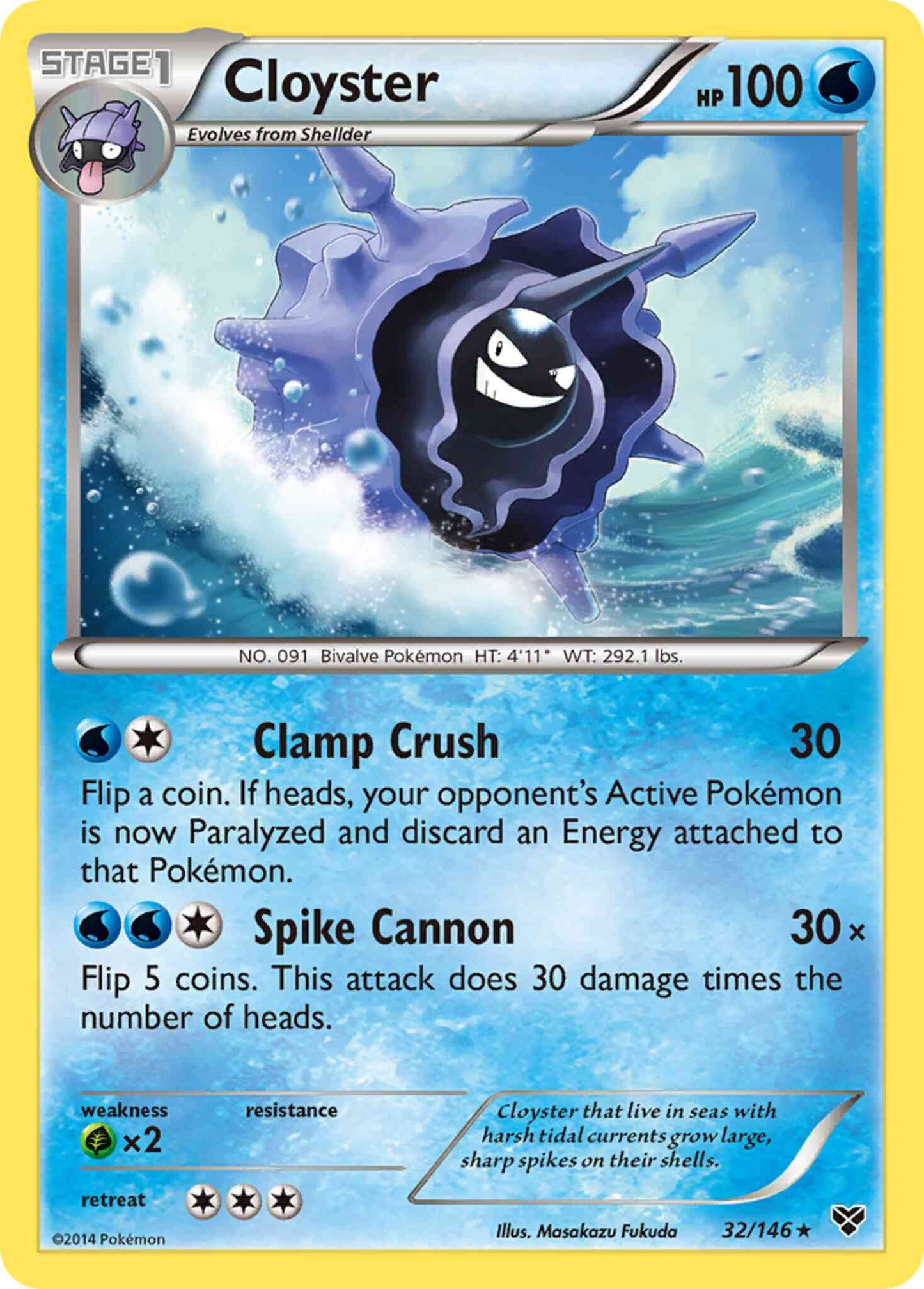 Cloyster - 32/146 - Rare [xy1-32] [Non-Holo]