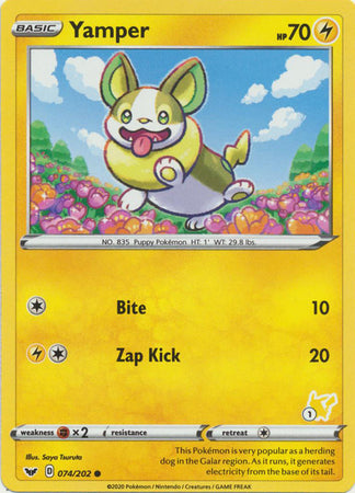 Yamper - 74/202 - Common - Pikachu Stamp [ba02-PIK1] [Non-Holo]