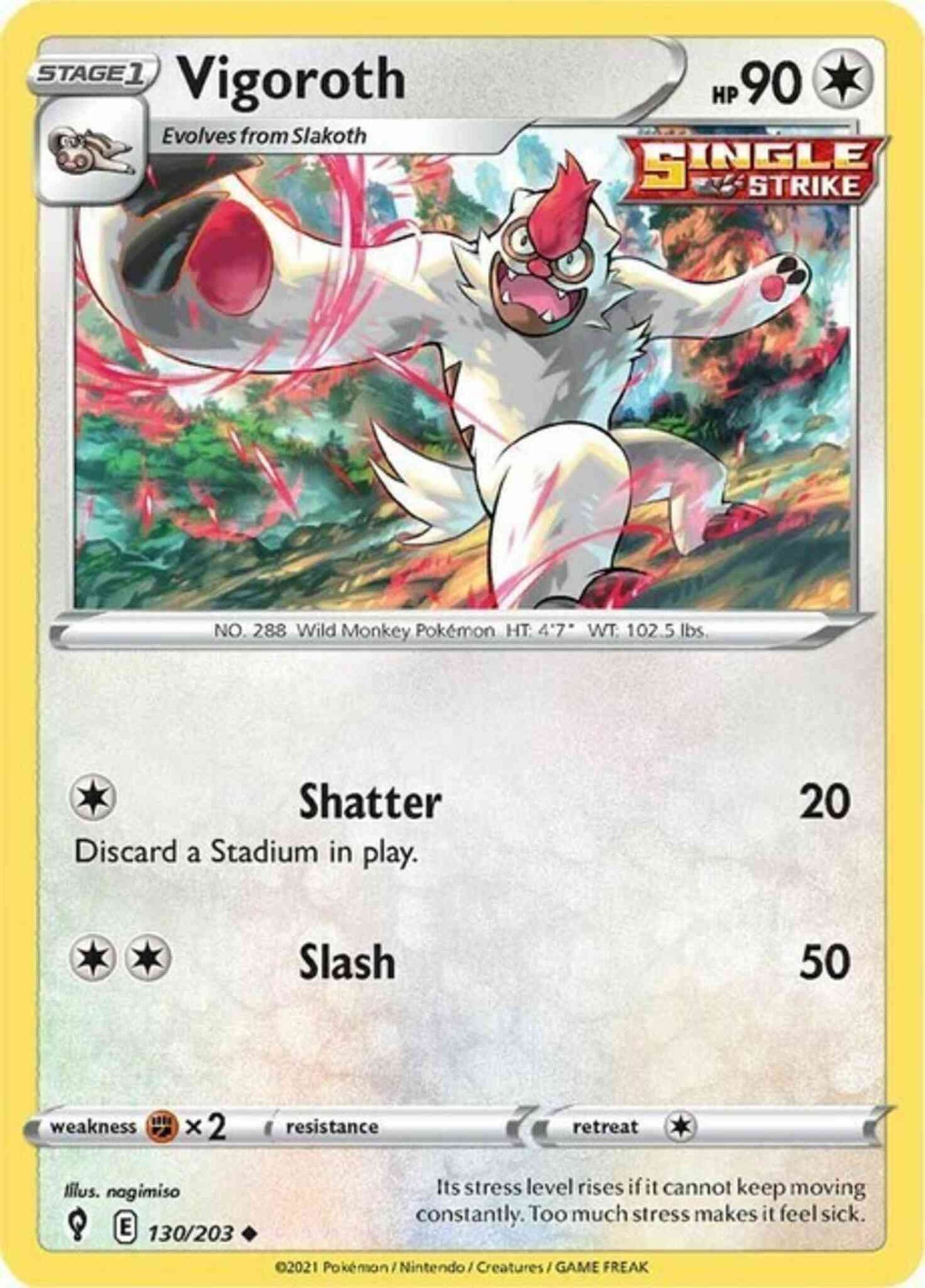 Vigoroth - 130/203 - Uncommon [swsh7-130] [Reverse Holo]