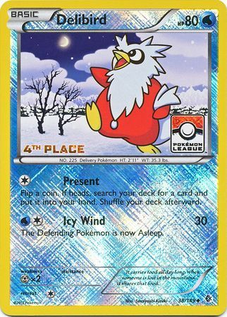 Delibird - 38/149 - 4th Place Crosshatch Holo Pokemon League Froakie / Xerneas Season League Challenge Promo [Reverse Holo]