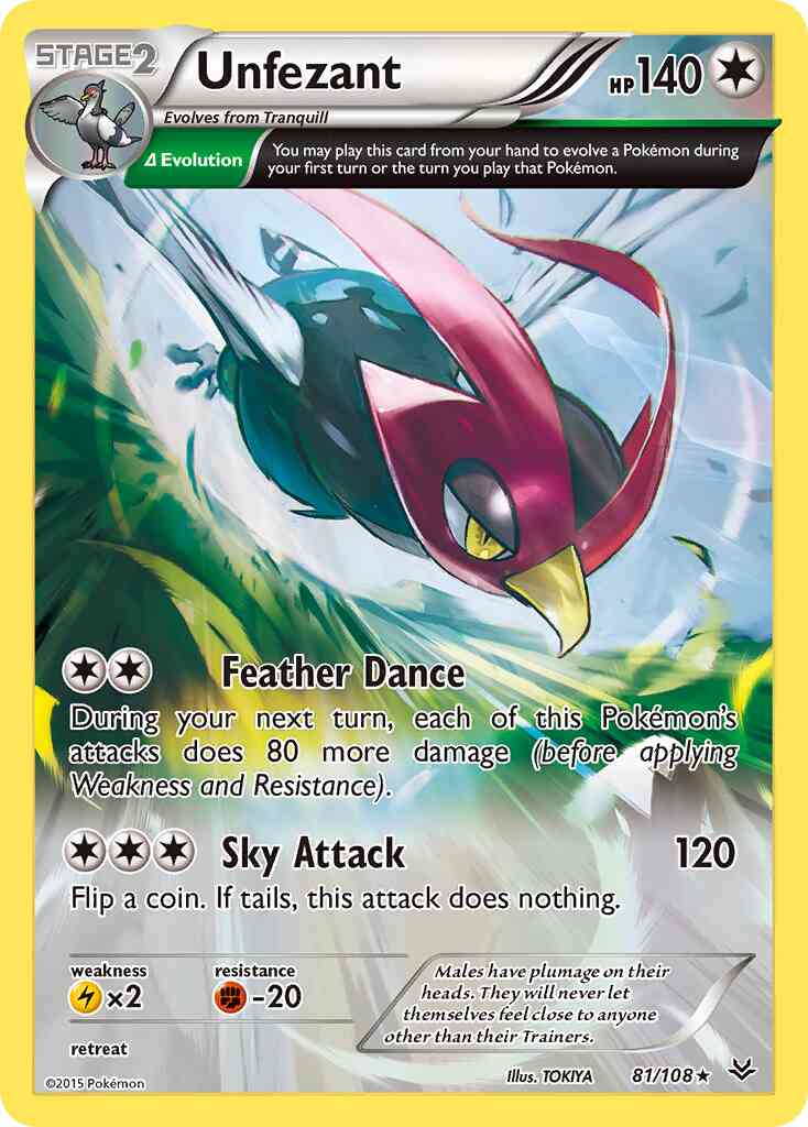 Unfezant - 81/108 - Rare [xy6-81] [Reverse Holo]
