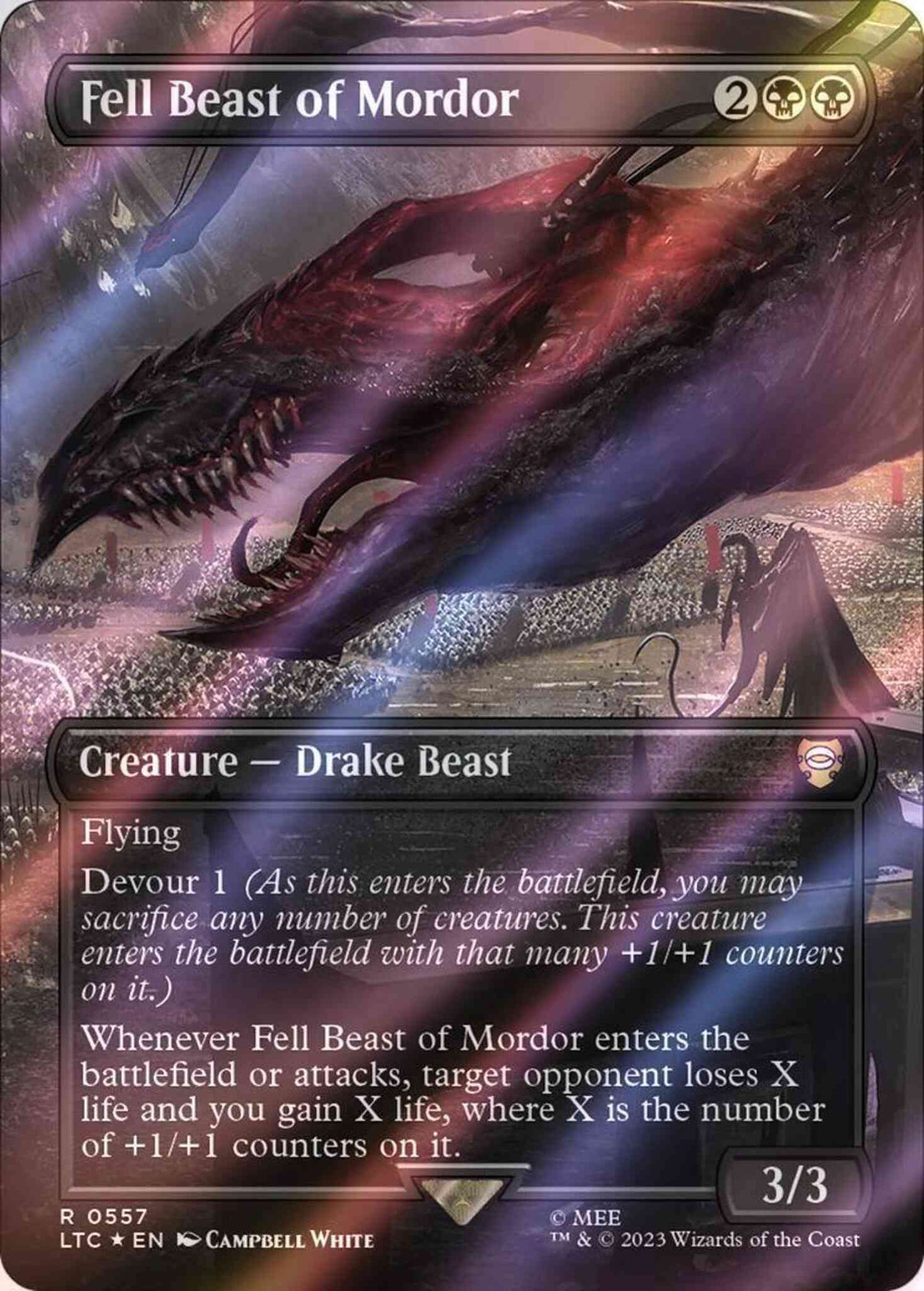 Fell Beast of Mordor [557] [Borderless] [The Lord of the Rings: Tales of Middle-earth: Commander] [Surge Foil]