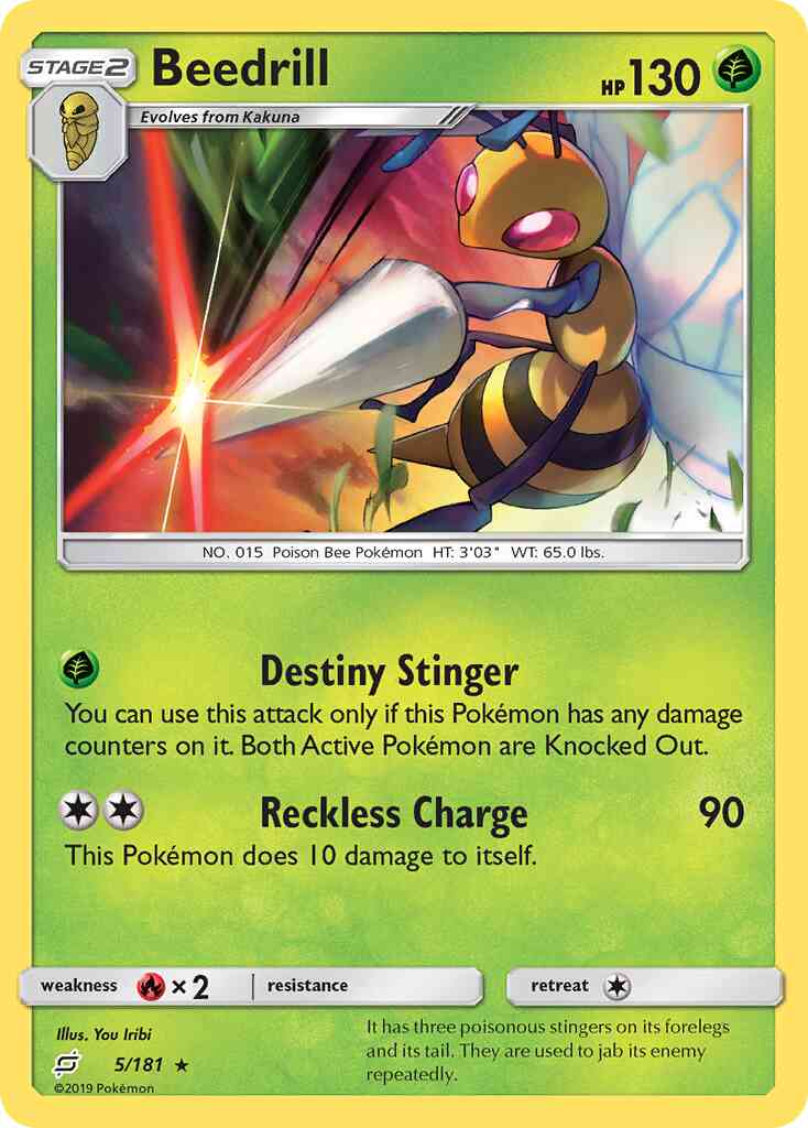 Beedrill - 5/181 - Rare [sm9-5] [Reverse Holo]