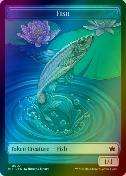 Fish Token (07) // Iridescent Vinelasher Token (12) [Bloomburrow: Tokens] [Foil]