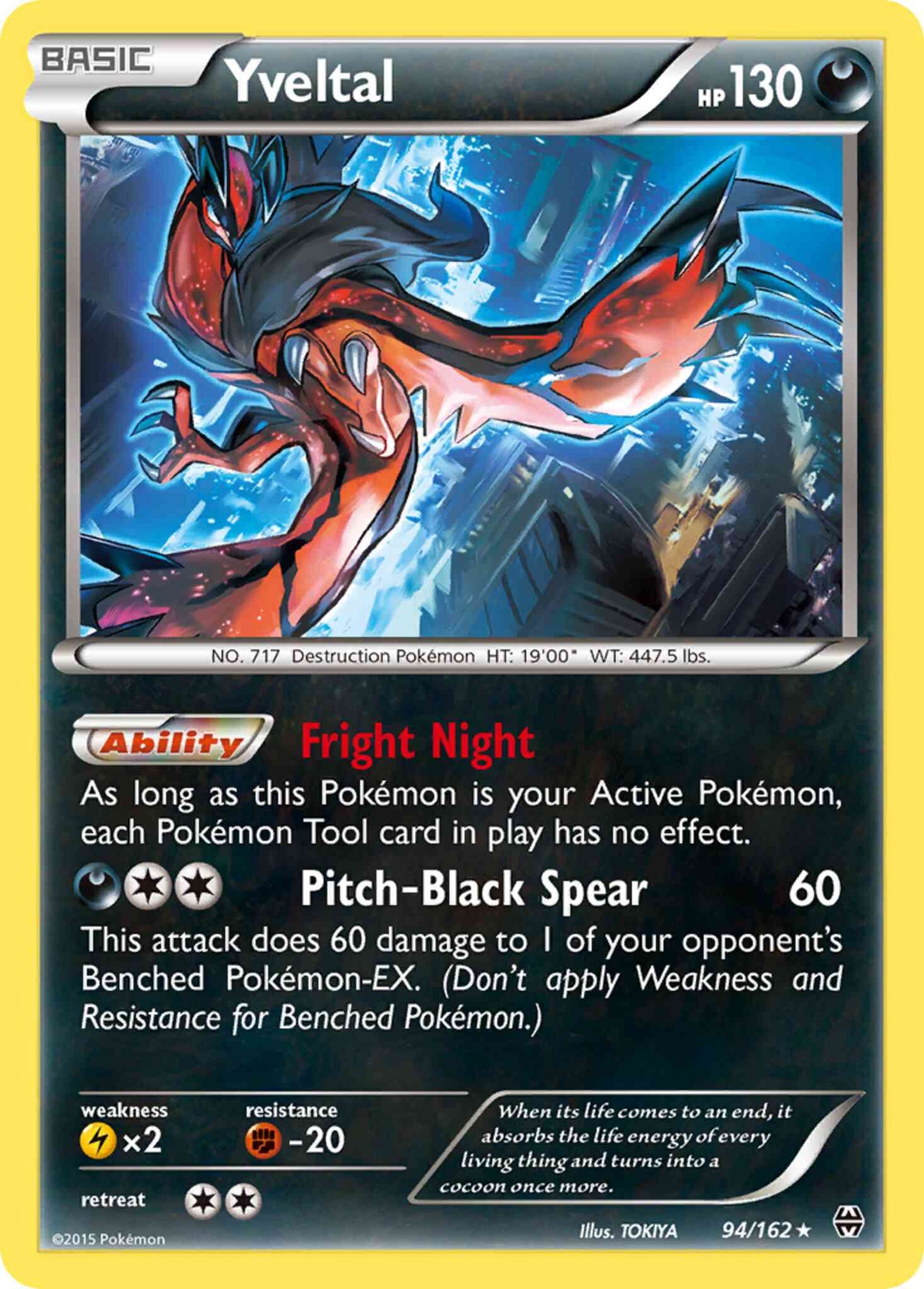 Yveltal - 94/162 - Rare Holo [xy8-94] [Reverse Holo]