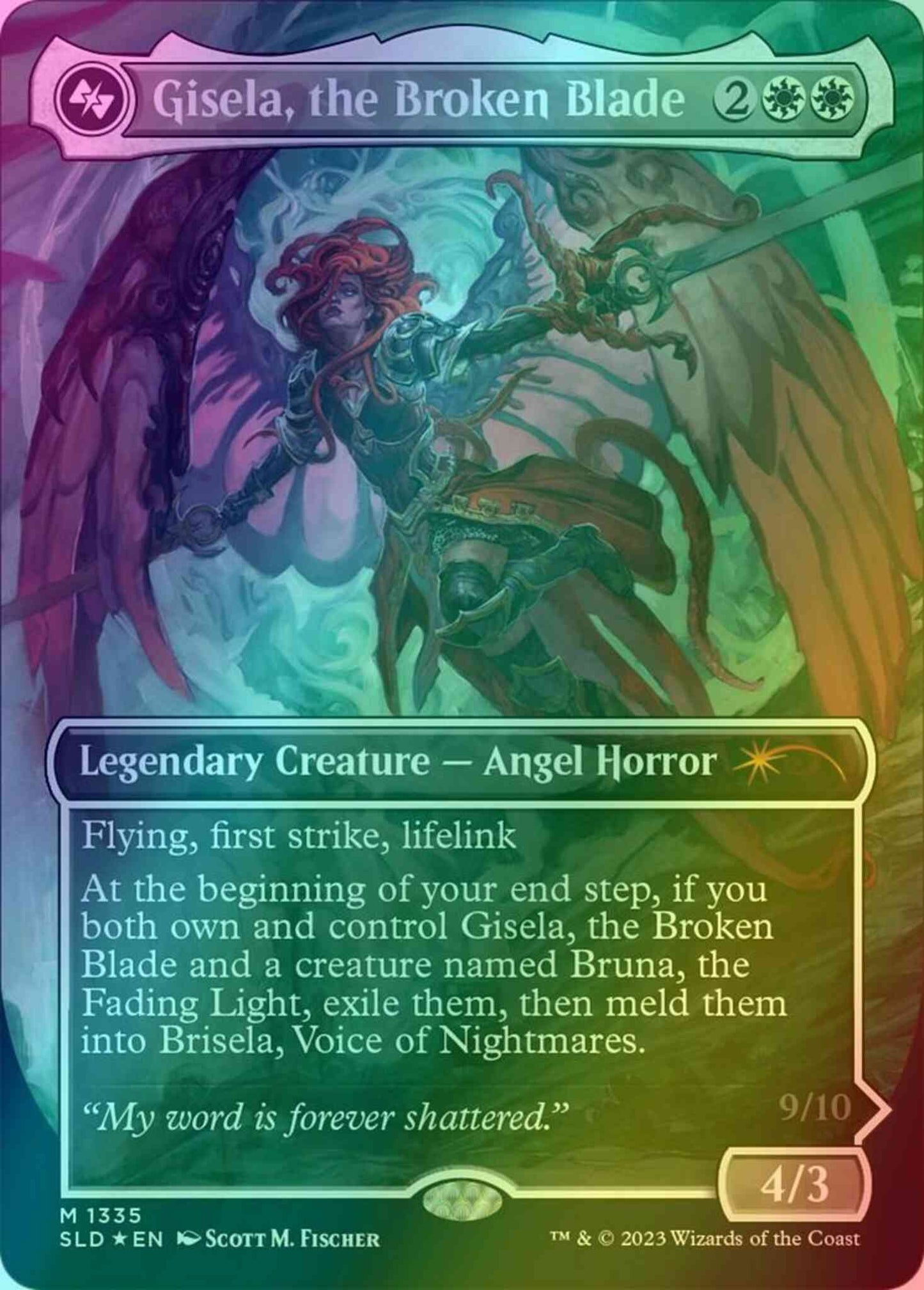 Gisela, the Broken Blade // Brisela, Voice of Nightmares [1335] [Borderless] [Angels: They're Just Like Us] [Secret Lair Drop] [Foil]