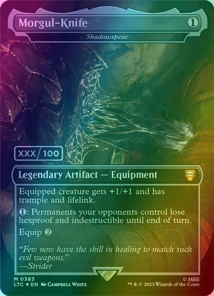 Morgul-Knife - Shadowspear - Serial Numbered [383z] [Borderless] [Realms and Relics] [The Lord of the Rings: Tales of Middle-earth: Commander] [Foil]