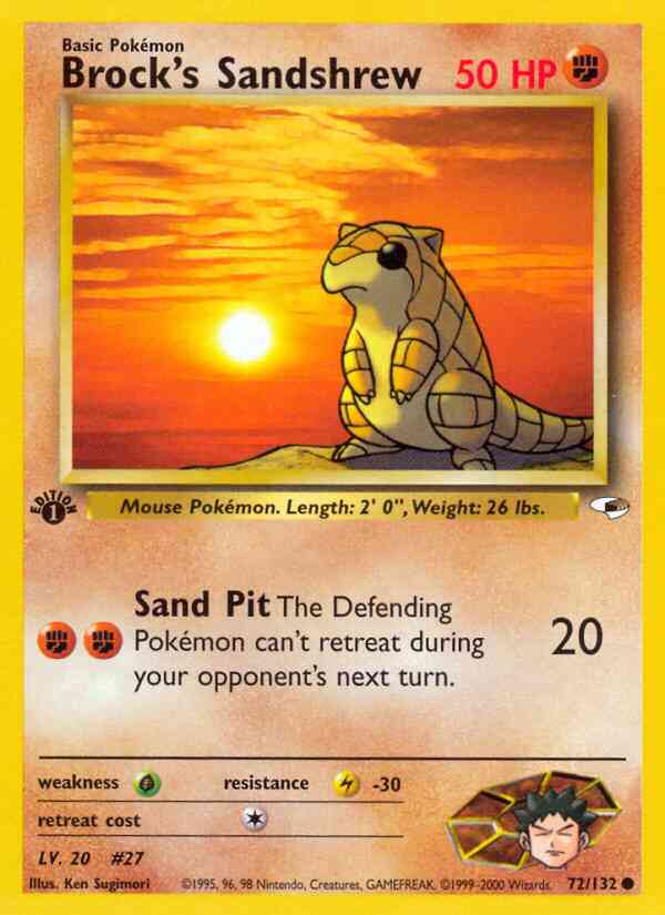 Brock's Sandshrew - 72/132 - Common - 1st Edition [gym1-72] [Non-Holo]