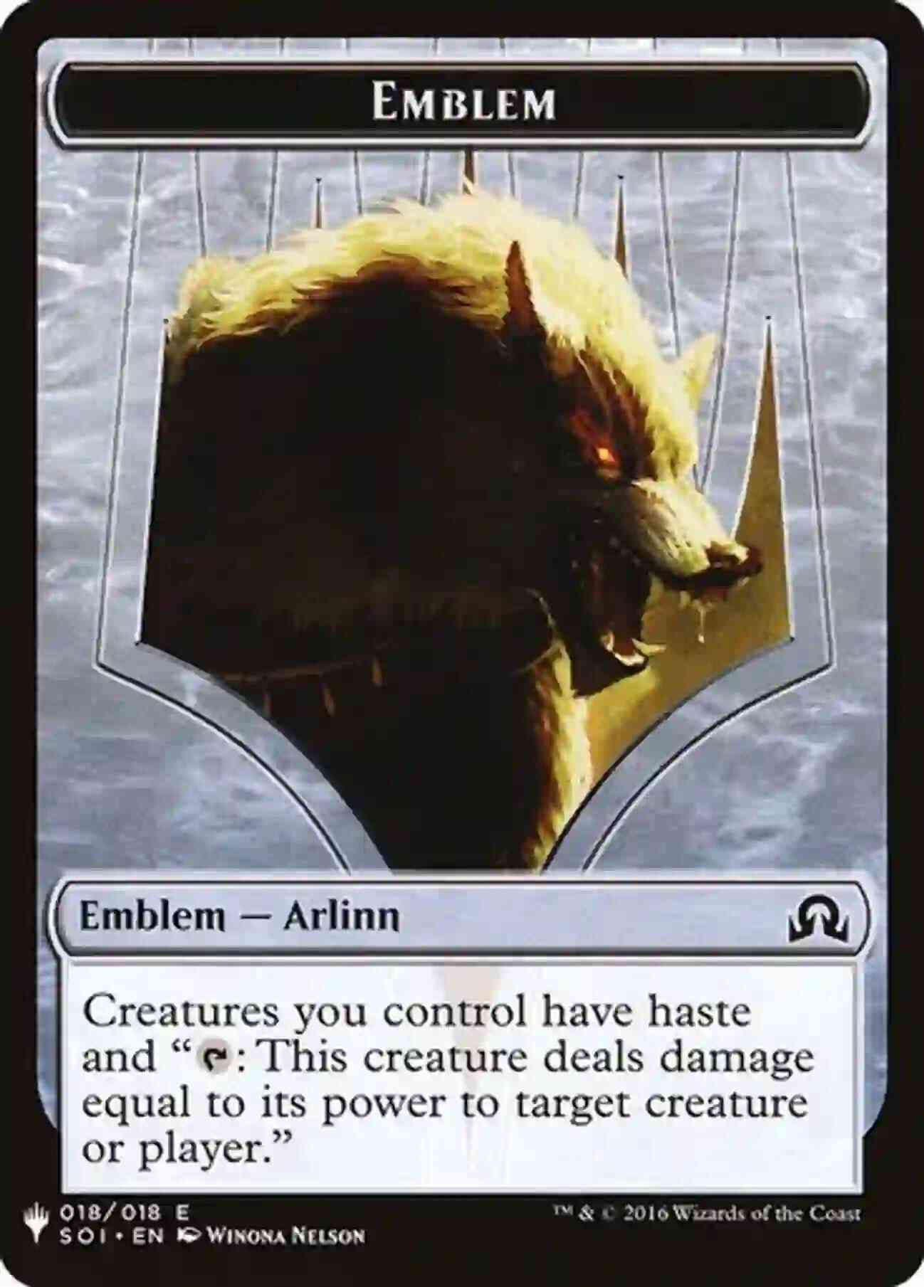 Arlinn, Embraced by the Moon Emblem (18) // Human Cleric Token (10) [TSOI-18] [SOI/SOI Set Symbol] [The List] [Non-Foil]