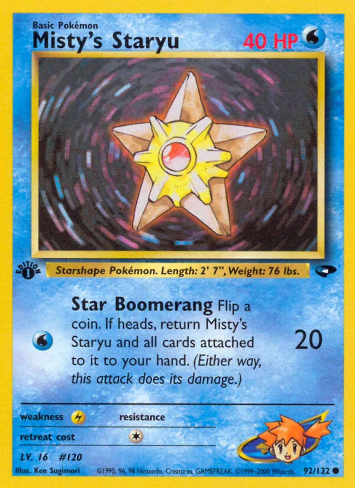 Misty's Staryu - 92/132 - Common - 1st Edition [gym2-92] [Non-Holo]