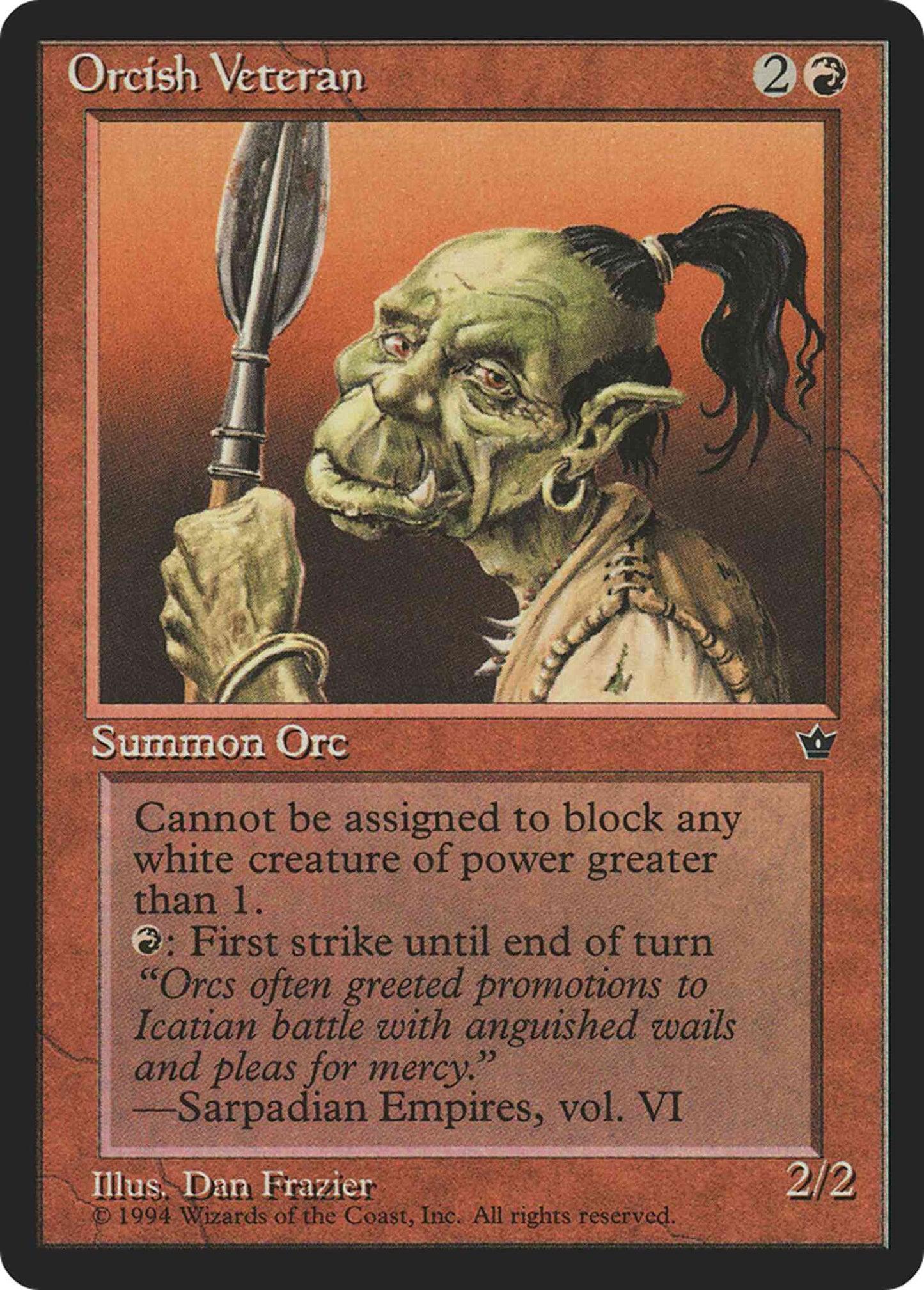 Orcish Veteran [Dan Frazier] [62b] [Fallen Empires] [Non-Foil]