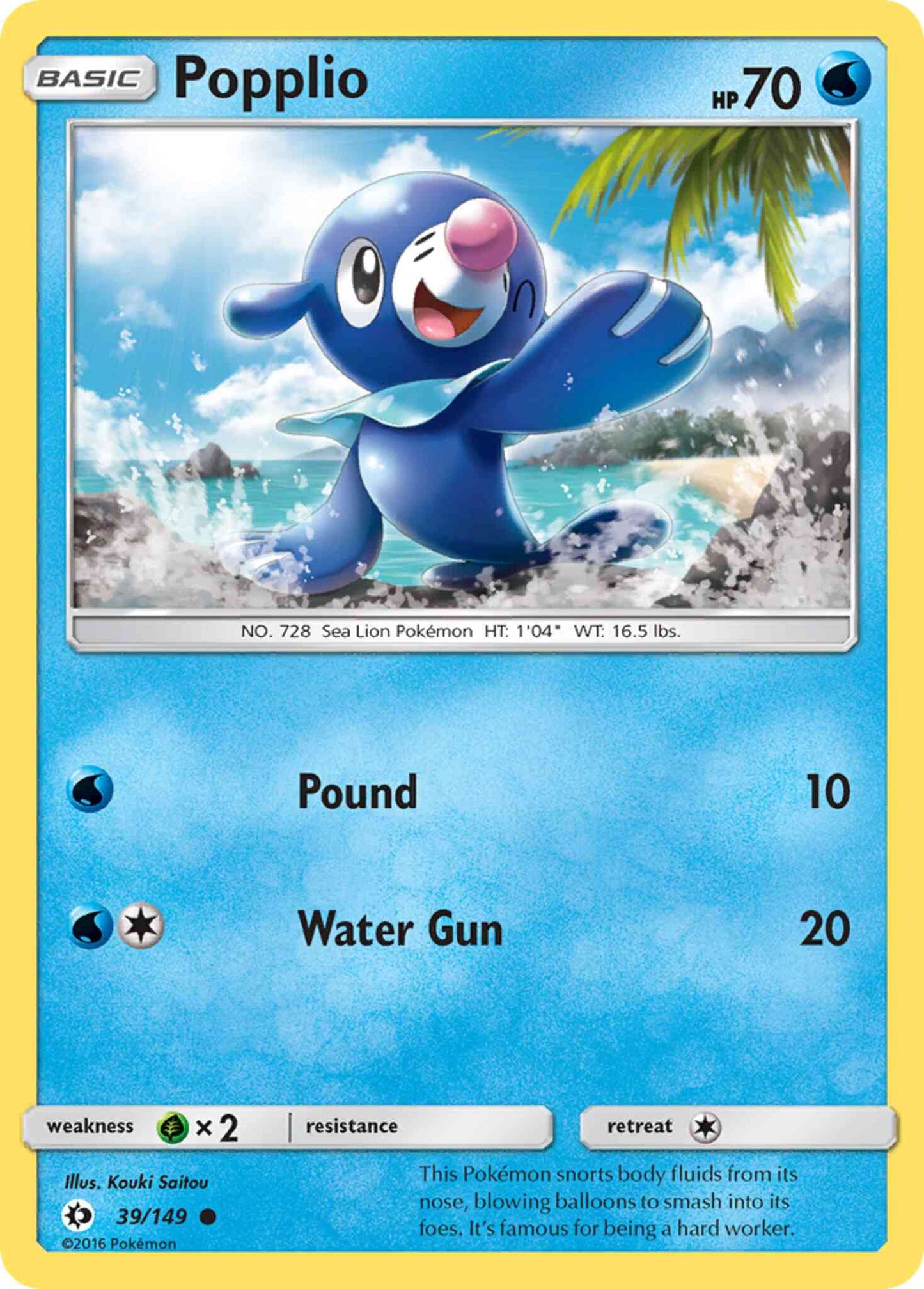 Popplio - 39/149 - Common [sm1-39] [Reverse Holo]