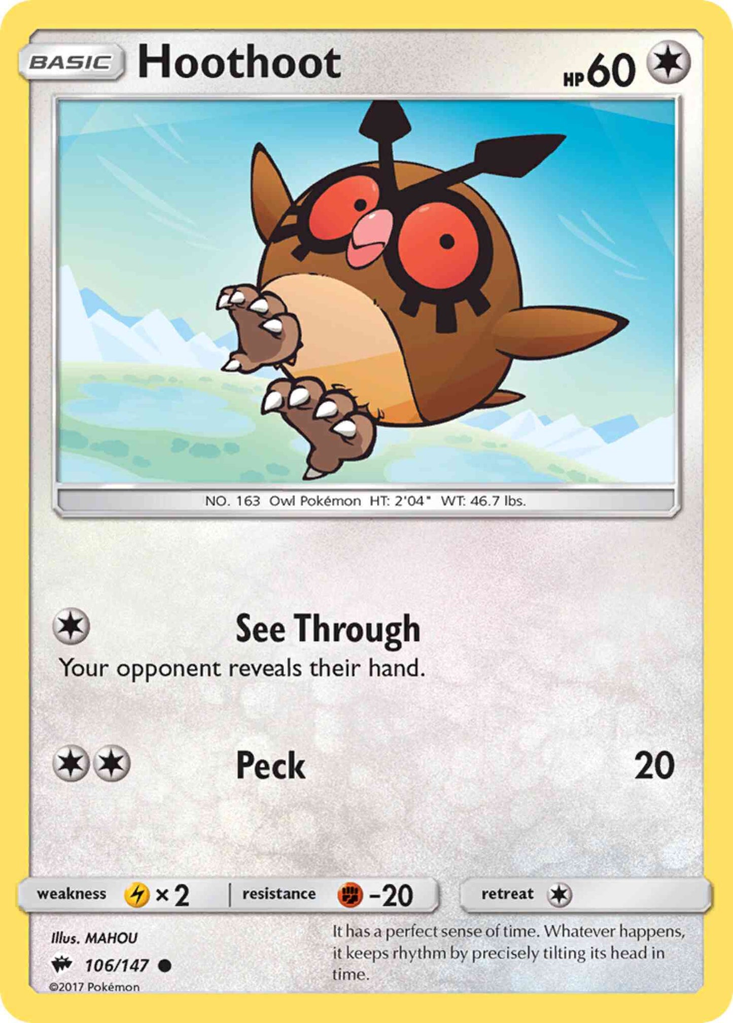 Hoothoot - 106/147 - Common [sm3-106] [Non-Holo]