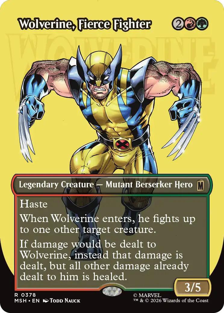 Wolverine, Fierce Fighter [378] [Borderless] [Logo] [Marvel Super Heroes] [Non-Foil]